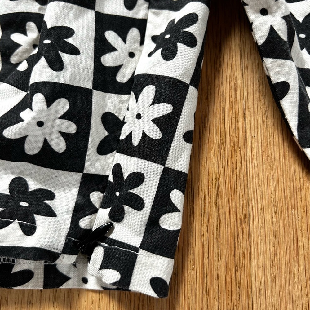 LISA SAYS GAH wendy daisy check black long sleeve blouse victorian size L - Picture 8 of 15